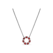 Shared Prong Ruby and Diamond Circle Necklace