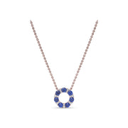 Shared Prong Sapphire and Diamond Circle Necklace