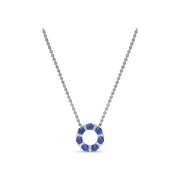 Shared Prong Sapphire and Diamond Circle Necklace