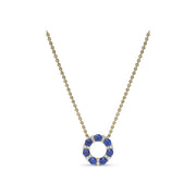 Shared Prong Sapphire and Diamond Circle Necklace