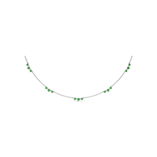 Five Stone Emerald and Diamond Station Necklace