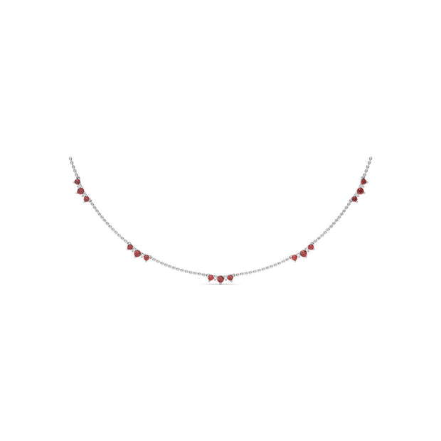 Five Stone Ruby and Diamond Station Necklace