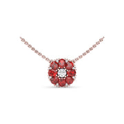 Ruby Flower Cluster Necklace