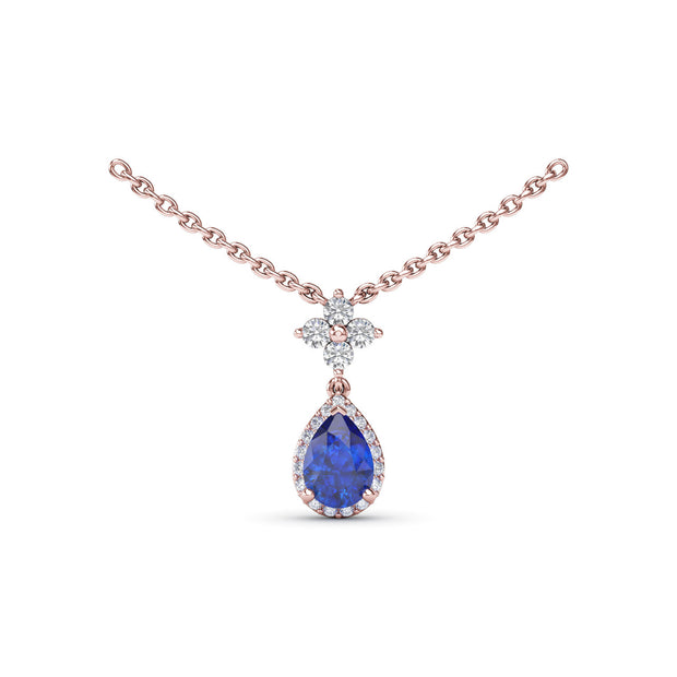 Sapphire and Diamond Teardrop Necklace