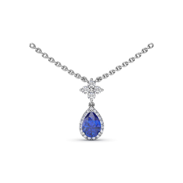 Sapphire and Diamond Teardrop Necklace