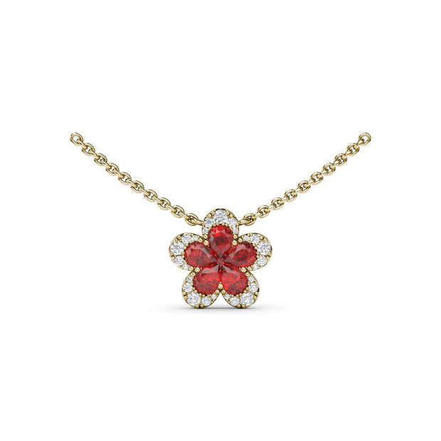 Magnolia Ruby and Diamond Necklace