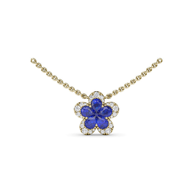 Magnolia Sapphire and Diamond Necklace
