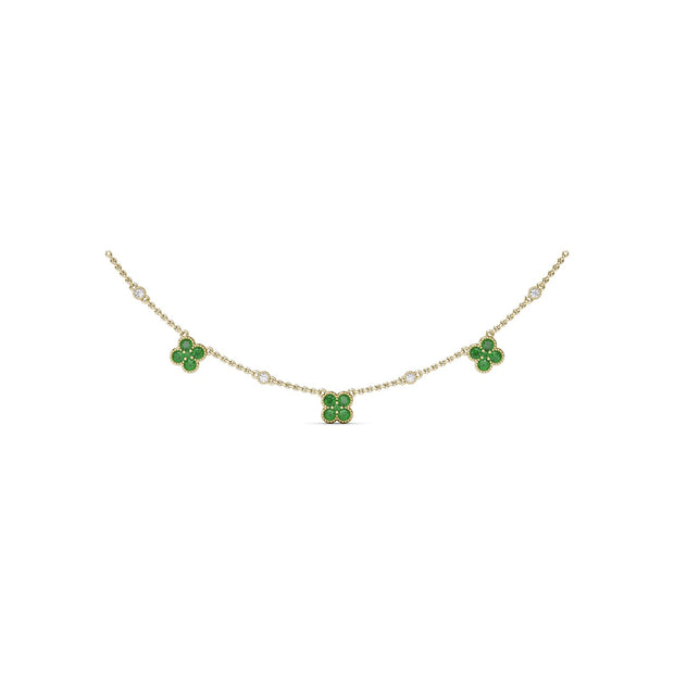 Magnolia Milgrain Emerald Necklace