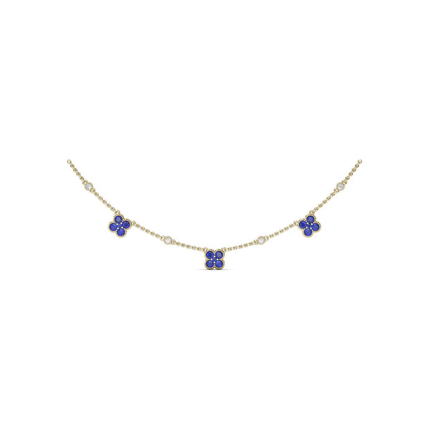 Magnolia Milgrain Sapphire Necklace