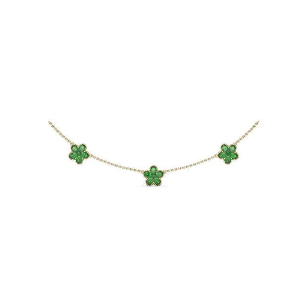 Three-Station Emerald Magnolia Necklace