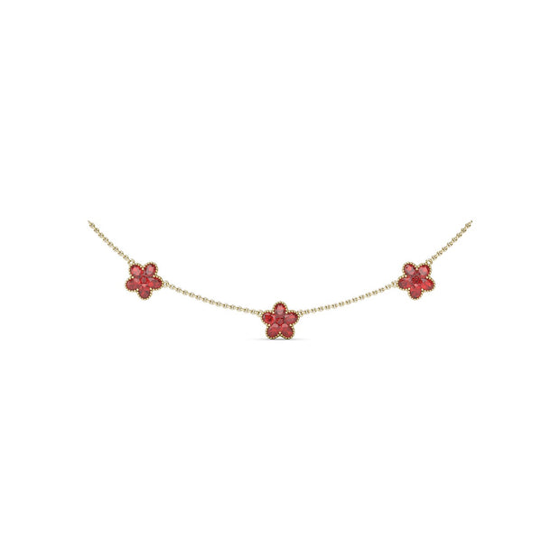 Three-Station Ruby Magnolia Necklace
