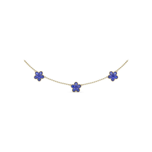 Three-Station Sapphire Magnolia Necklace