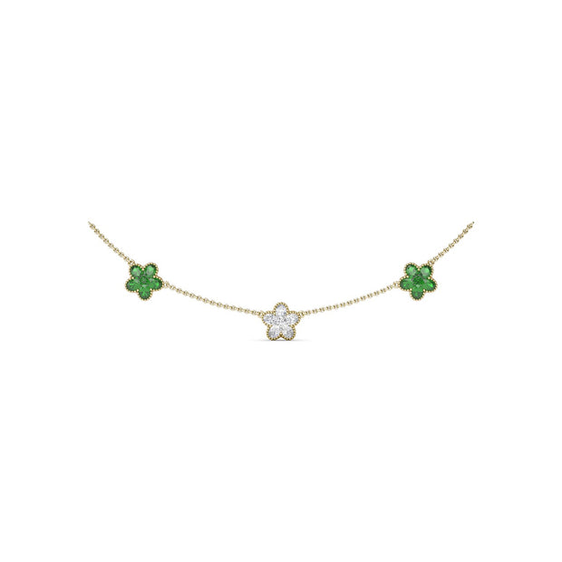 Three-Station Diamond and Emerald Necklace