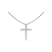 Diamond Prong Cross Necklace