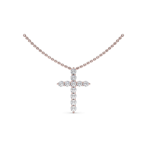 Diamond Prong Cross Necklace