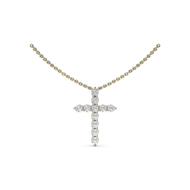 Diamond Prong Cross Necklace