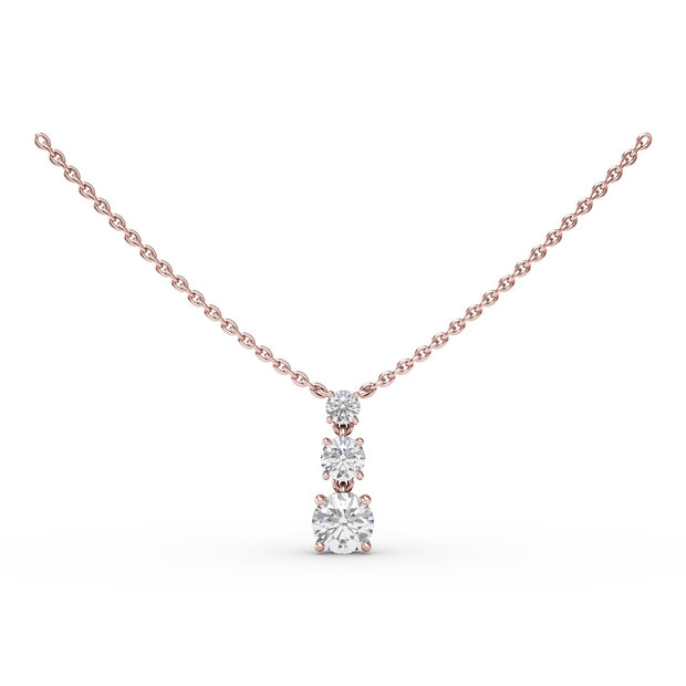 Empire Three Stone Drop Necklace
