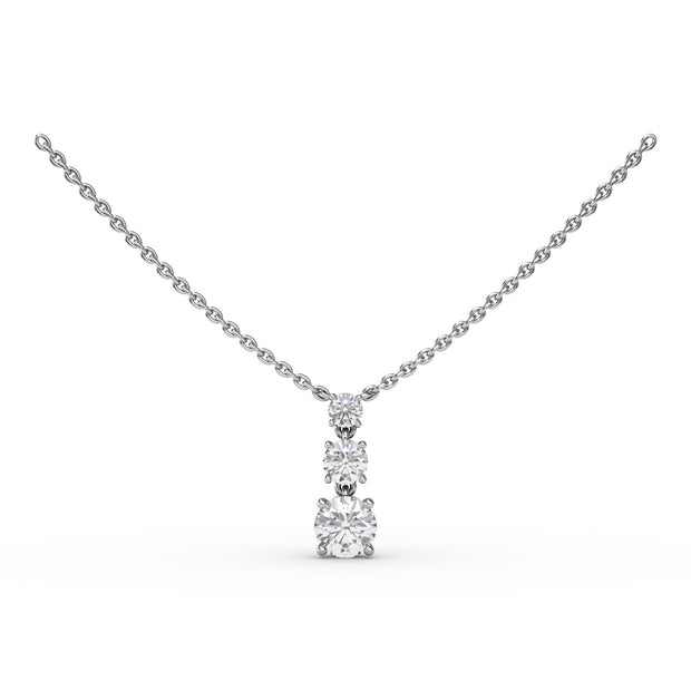 Empire Three Stone Drop Necklace
