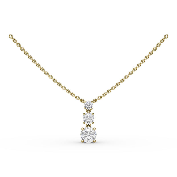 Empire Three Stone Drop Necklace