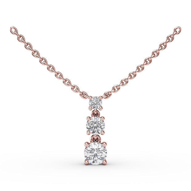 Empire Three Stone Drop Necklace