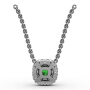 Classic Round Emerald and Diamond Pendant