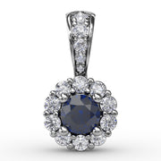 Halo Sapphire and Diamond Pendant
