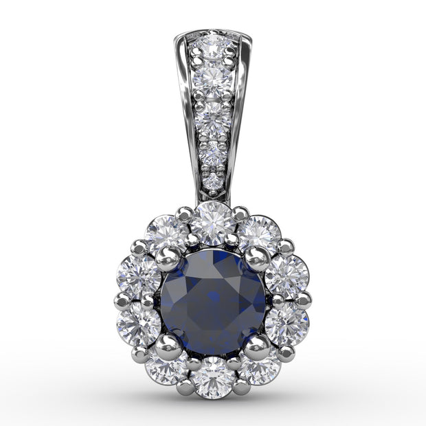 Halo Sapphire and Diamond Pendant
