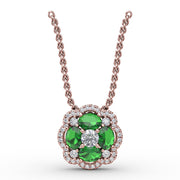Love in Bloom Emerald and Diamond Pendant