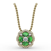 Love in Bloom Emerald and Diamond Pendant