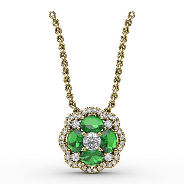 Love in Bloom Emerald and Diamond Pendant