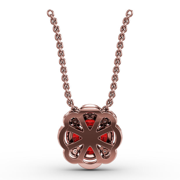 Love in Bloom Ruby and Diamond Pendant