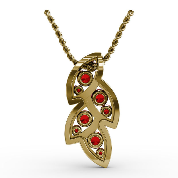Glam Galore Ruby and Diamond Leaf Pendant