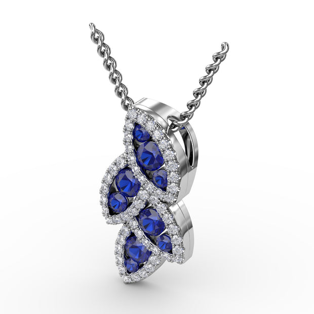 Glam Galore Sapphire and Diamond Leaf Pendant