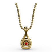 Halo Ruby and Diamond Pendant