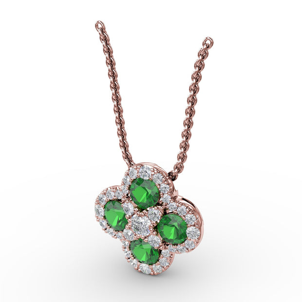 Flower Emerald and Diamond Pendant