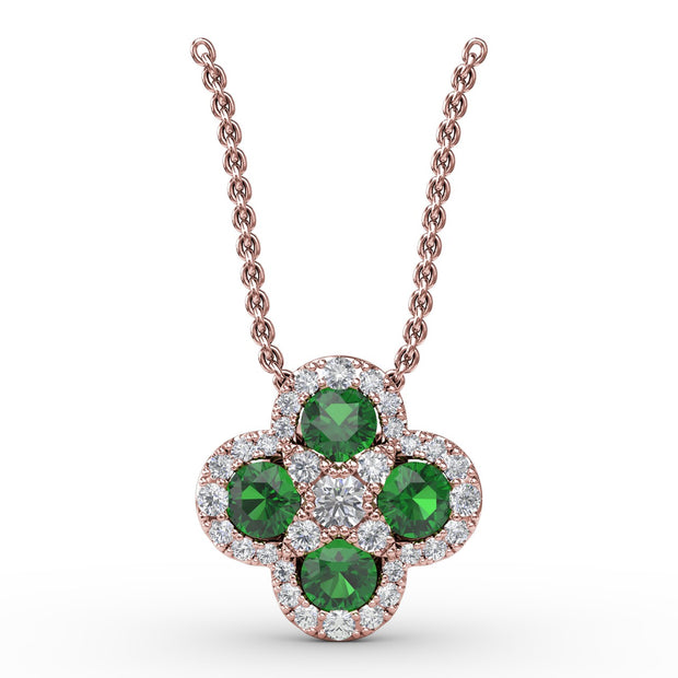 Flower Emerald and Diamond Pendant