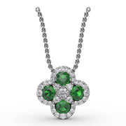 Flower Emerald and Diamond Pendant