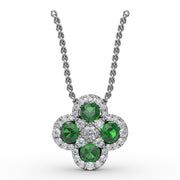 Flower Emerald and Diamond Pendant