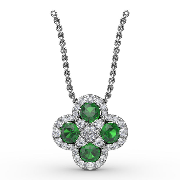 Flower Emerald and Diamond Pendant