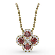 Flower Ruby and Diamond Pendant