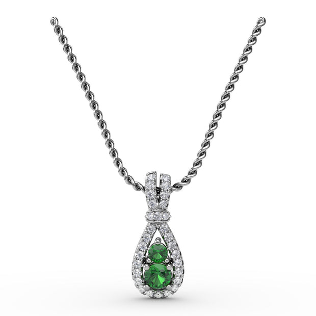 Teardrop Emerald and Diamond Pendant