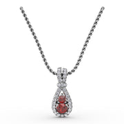 Teardrop Ruby and Diamond Pendant
