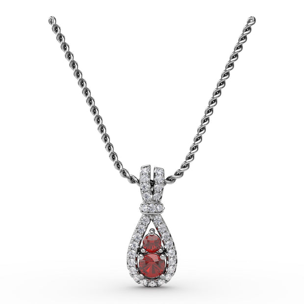 Teardrop Ruby and Diamond Pendant