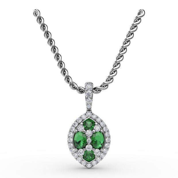 Marquise Emerald and Diamond Pendant