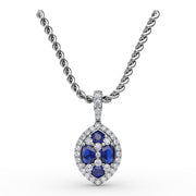 Marquise Sapphire and Diamond Pendant