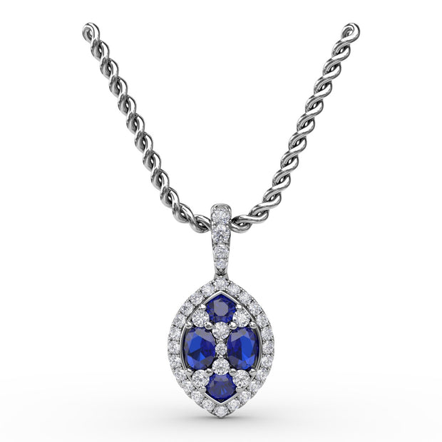 Marquise Sapphire and Diamond Pendant