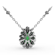 Floral Teardrop Emerald and Diamond Pendant