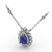 Floral Teardrop Sapphire and Diamond Pendant