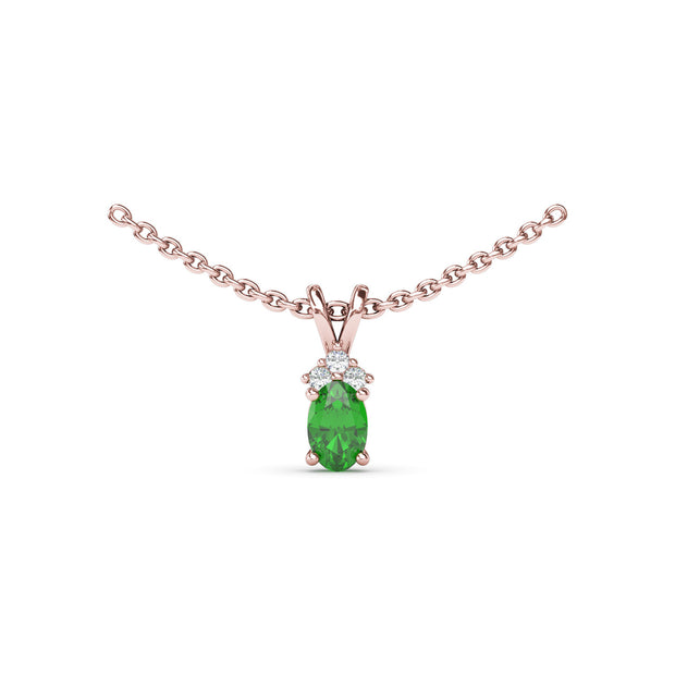 Oval Emerald and Diamond Pendant
