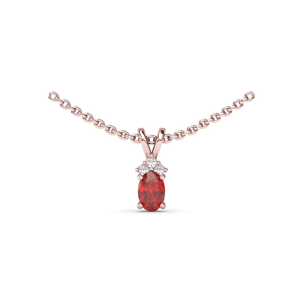 Oval Ruby and Diamond Pendant